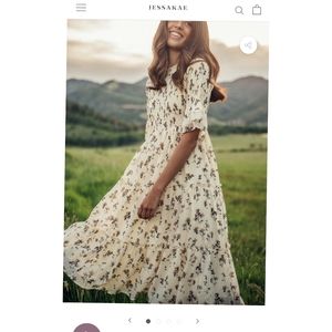 JESSAKAE Wandering Willoughby Dress L Yellow Floral